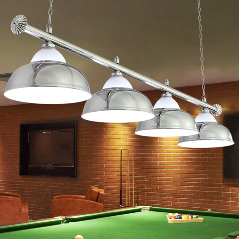 Industrial Metal Mirrored Bowl Pendant Light - Suspended Lighting Fixture For Billiard Room Or