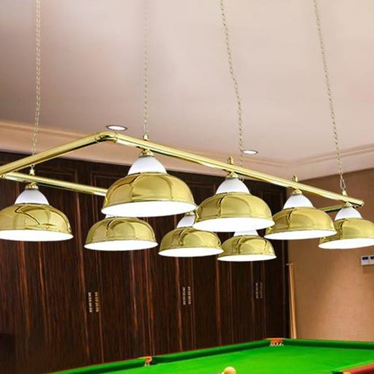Industrial Metal Mirrored Bowl Pendant Light - Suspended Lighting Fixture For Billiard Room Or