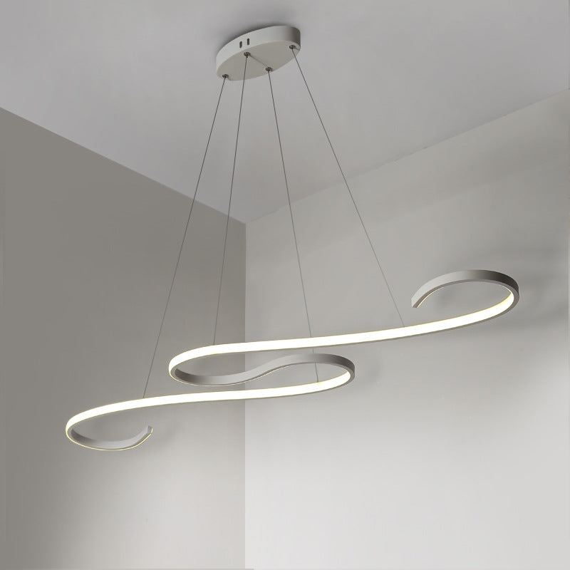 Sleek Led Island Pendant Light Fixture For Restaurants - Simplicity Metal Design White / Natural