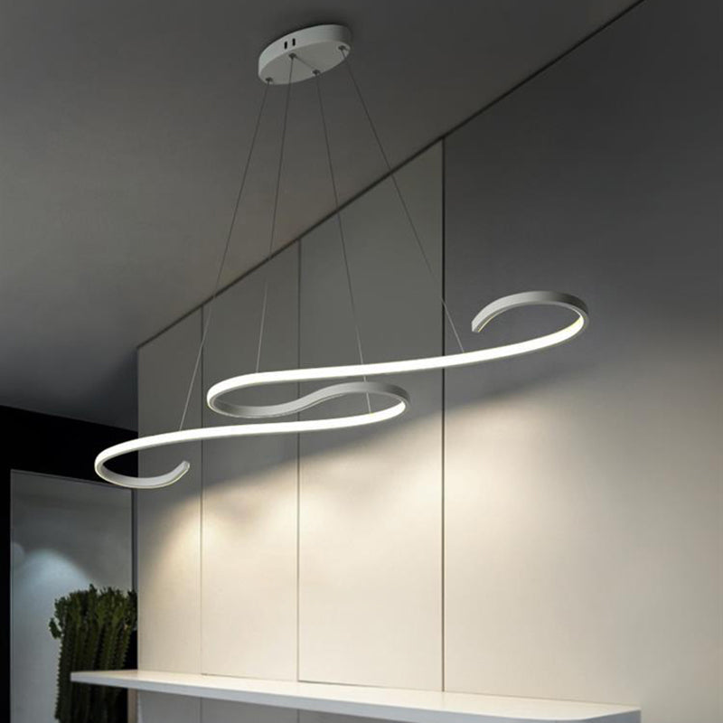 Sleek Led Island Pendant Light Fixture For Restaurants - Simplicity Metal Design