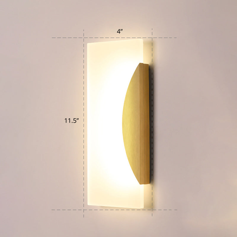 Gold Minimalist Led Wall Sconce For Hallway - Rectangular Acrylic Design