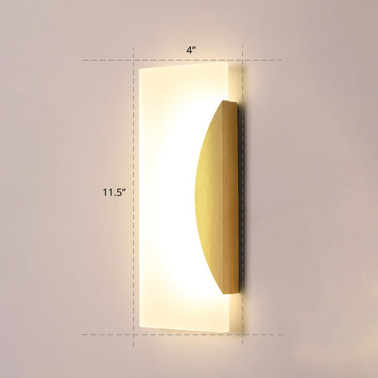 Gold Minimalist Led Wall Sconce For Hallway - Rectangular Acrylic Design