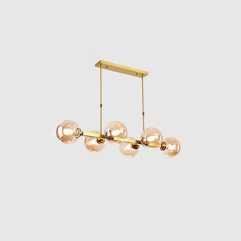 Hand-Blown Glass Island Pendant Lamp For Restaurant - Modern Dimple Design 6 / Gold Amber