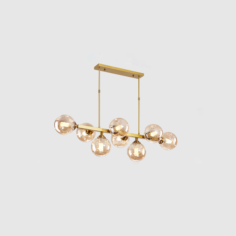 Hand-Blown Glass Island Pendant Lamp For Restaurant - Modern Dimple Design 8 / Gold Amber
