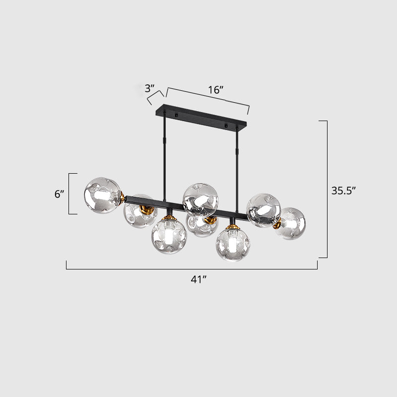 Hand-Blown Glass Island Pendant Lamp For Restaurant - Modern Dimple Design