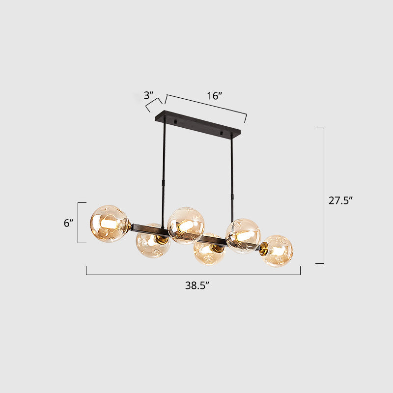 Hand-Blown Glass Island Pendant Lamp For Restaurant - Modern Dimple Design