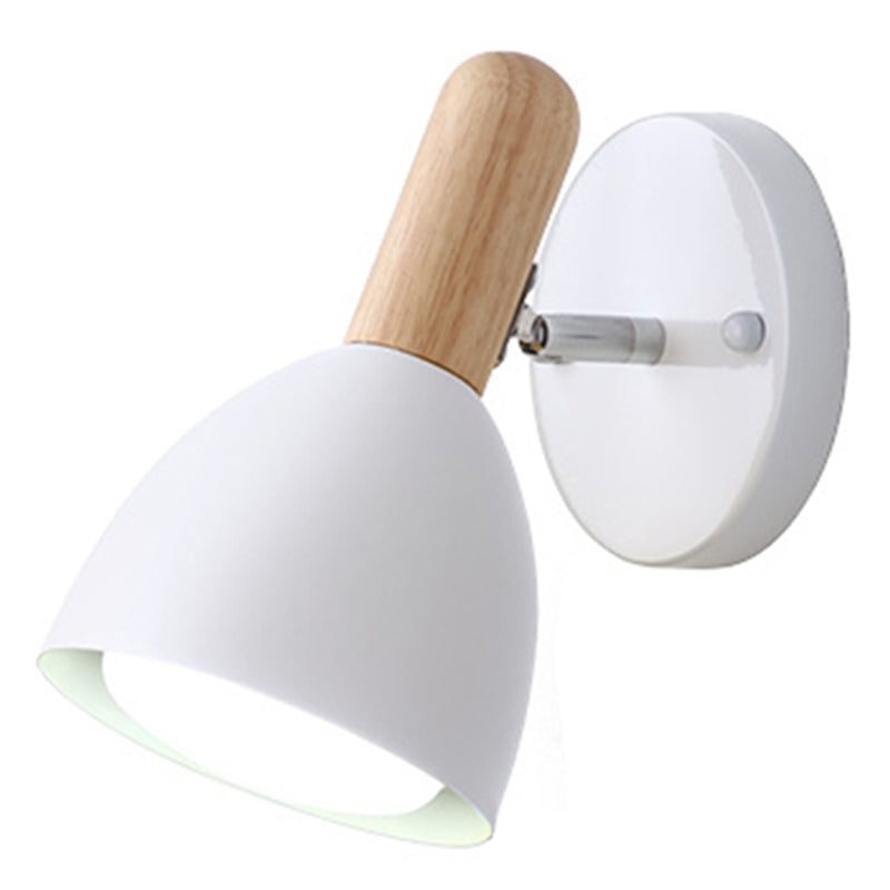 Kids Bell Shaped Sconce Wall Lamp With Pivot Joint - Metal 1-Bulb Bedroom Reading White