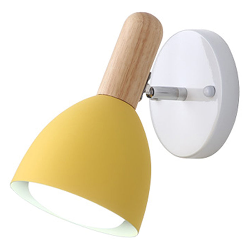 Kids Bell Shaped Sconce Wall Lamp With Pivot Joint - Metal 1-Bulb Bedroom Reading Yellow