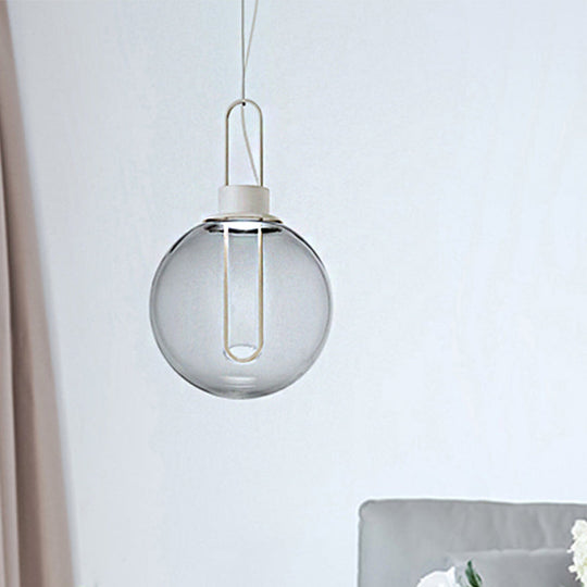 Contemporary Clear Glass Sphere Pendant Light - Elegant 1-Light White/Black Hanging Lamp For