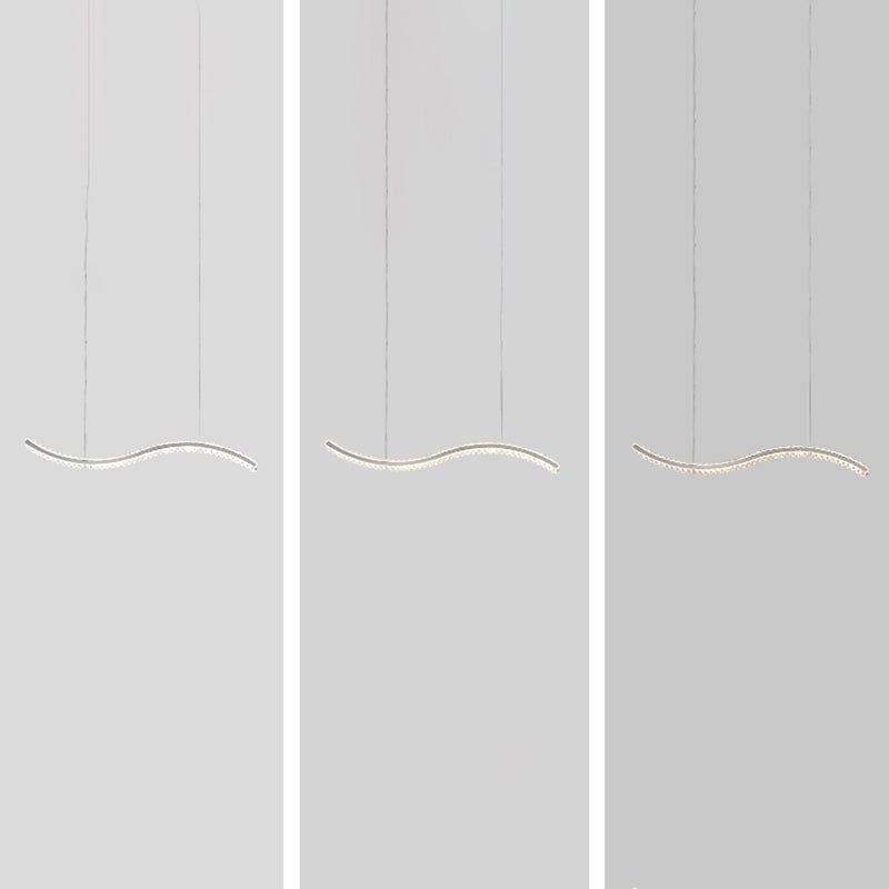 Wavy K9 Crystal Led Pendant Lighting For Dining Room - Simplicity Island Ceiling Light
