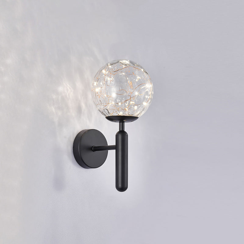 Postmodern Ball Led Starry Wall Sconce With Glass Shade - Bedroom Lighting Black / Prismatic