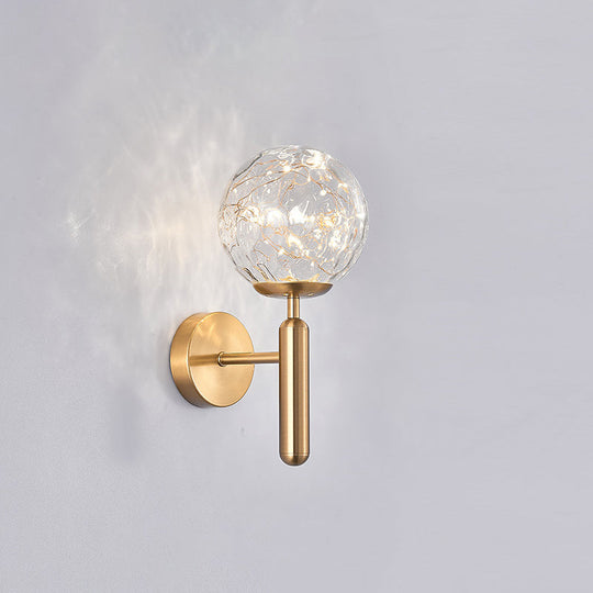 Postmodern Ball Led Starry Wall Sconce With Glass Shade - Bedroom Lighting Brass / Prismatic