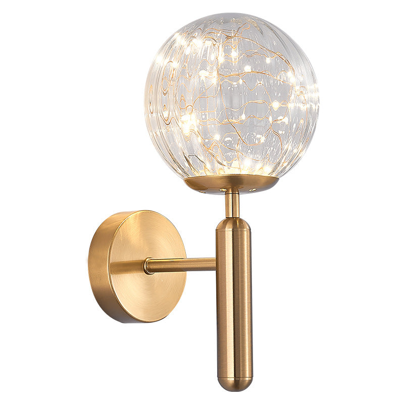 Postmodern Ball Led Starry Wall Sconce With Glass Shade - Bedroom Lighting