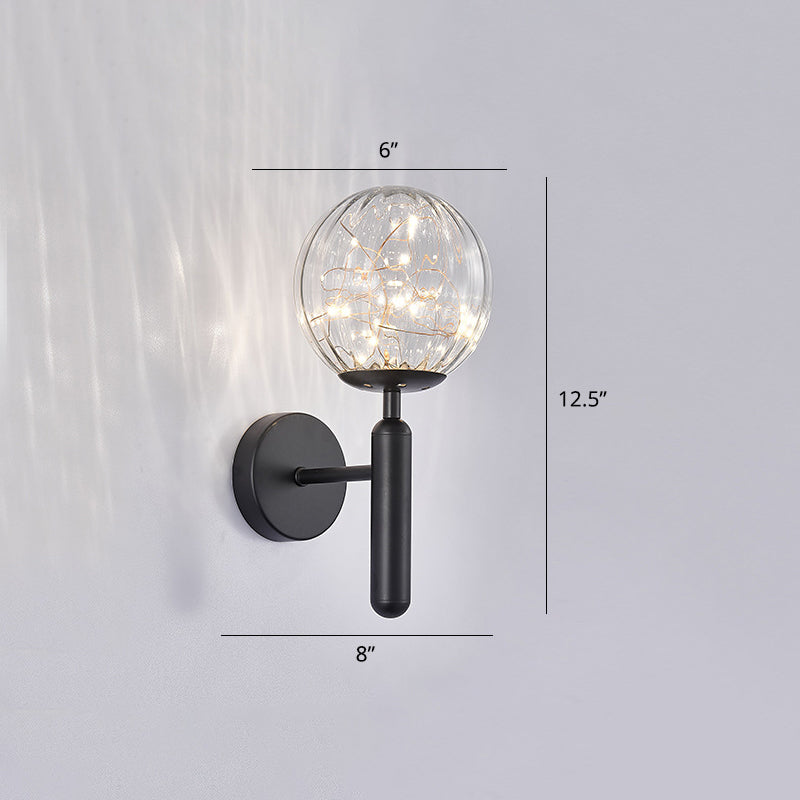 Postmodern Ball Led Starry Wall Sconce With Glass Shade - Bedroom Lighting