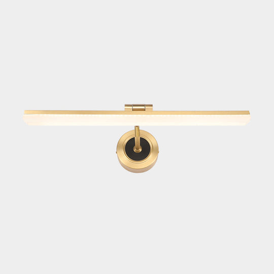 Minimalist Led Vanity Light For Bathroom Walls - Swing Arm Bath Bar With Acrylic Shade Gold / 23 Arc
