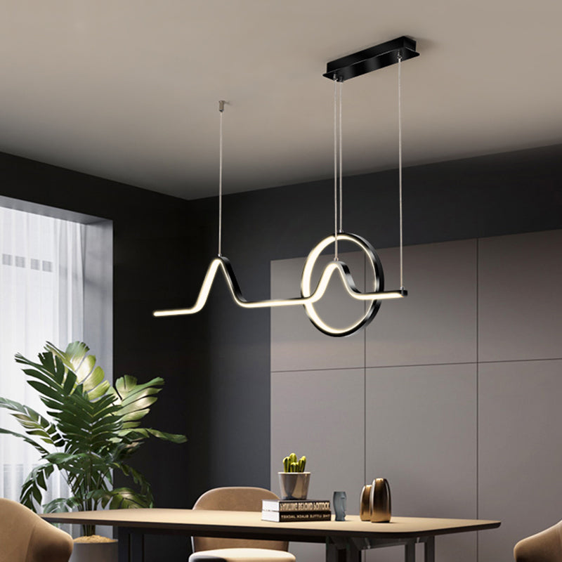 Minimalist Aluminum Led Dining Room Pendant Lamp Curve Art Island Lighting