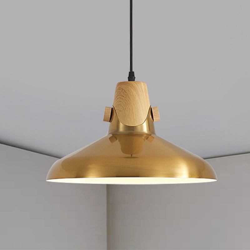 Modern Dome Metal Pendant Lighting - 1-Light Brass Hanging Lamp for Restaurant - 8.5"/14" Wide