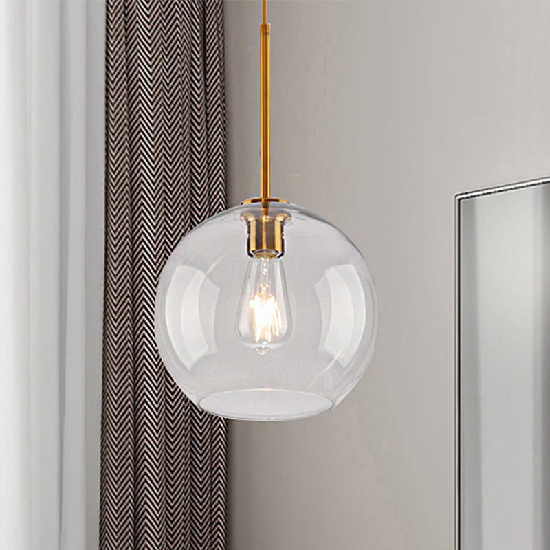 Modern Clear/Amber Glass Pendant Lighting - Global Gold Hanging Lamp Kit 1-Light 8/10/12 Wide