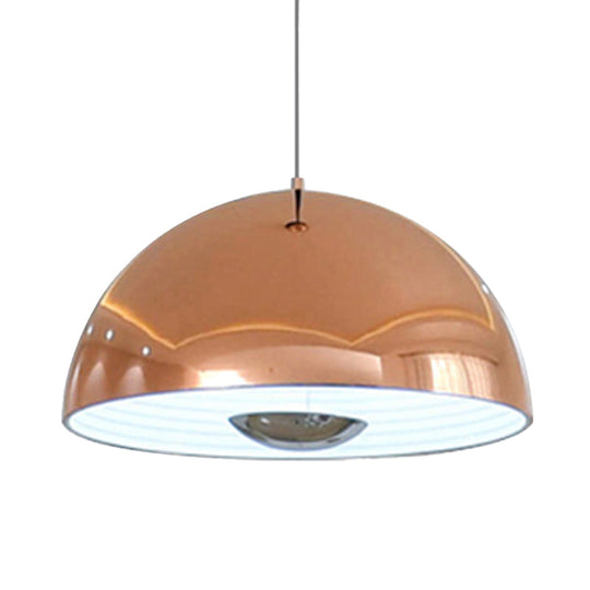 Nordic Dome Hanging Metal Pendant Light Fixture for Dining Room - 1/2/3 Heads, White/Black/Rose Gold - 12"/16"/19.5" Wide