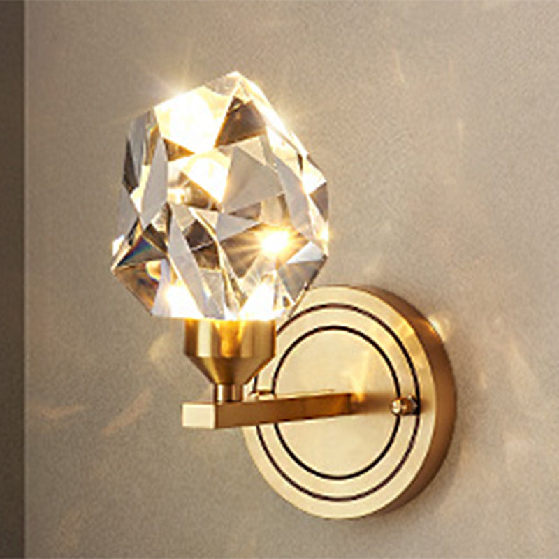 Brass Gem Led Wall Light For Modern Living Rooms / Warm