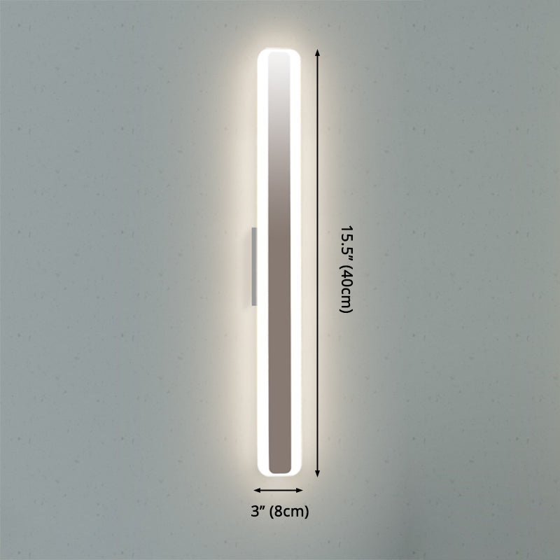 Modern Led Vanity Light - 16/20 Wide Acrylic Shade White Rectangular Mirror Lamp Warm/White