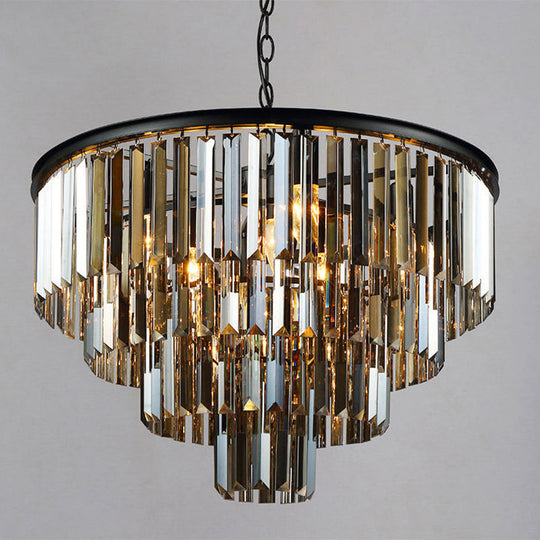 Modern Led Tiered Crystal Chandelier For Bedroom - Amber/Smoke Gray 19.5/23.5 Wide Smoke / 23.5