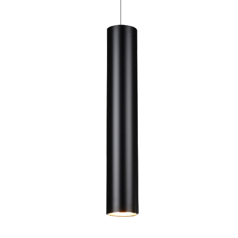 Cylinder Aluminum Pendant Lights - Minimalist Black LED Lighting for Dining Room (11"/19"/27" Height) in Warm/White