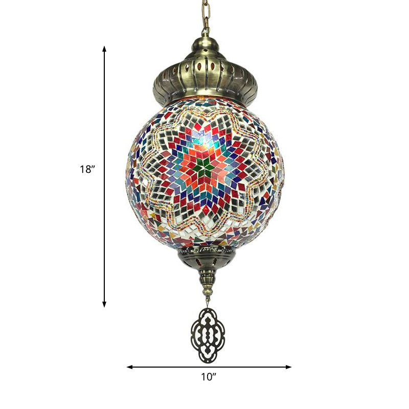 Retro Colorful Glass Sphere Suspension Light With 1/4 Hanging Lamp Heads - Ideal For Restaurants