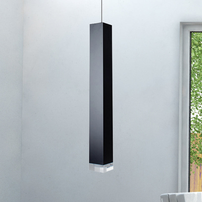 Harper - Modern Cuboid Suspension Light Metal Black/White Dining Room Led Pendant In White/Warm