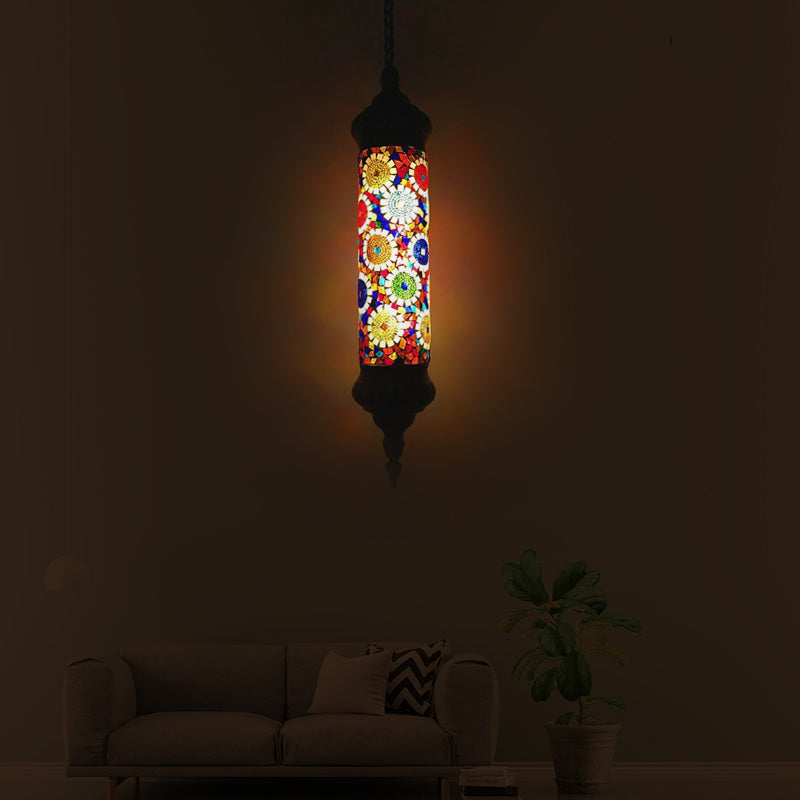Retro Colorful Glass Bronze Tube Pendant Light - 1/4 Heads Ceiling Fixture For Living Room / C 1