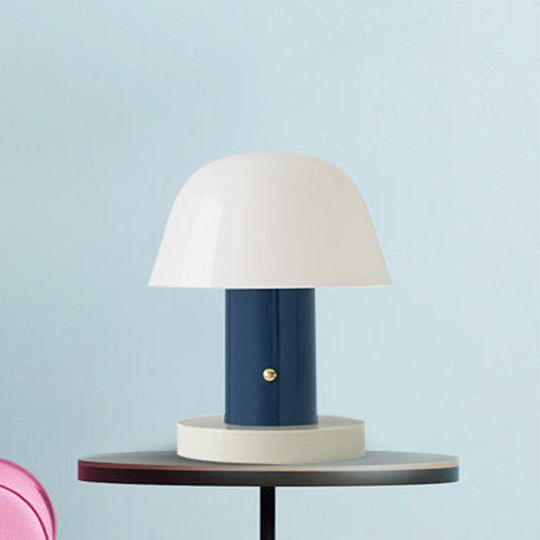 Modern Mushroom Shaped Accent Lamp - Designer Metal Night Table Light For Living Room Blue