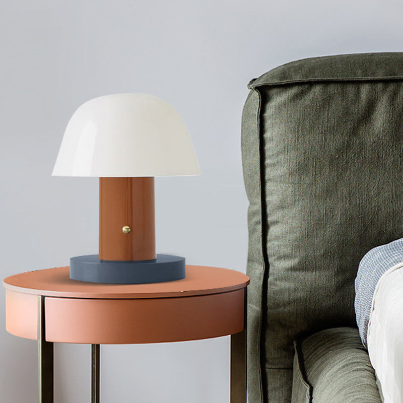 Modern Mushroom Shaped Accent Lamp - Designer Metal Night Table Light For Living Room Brown