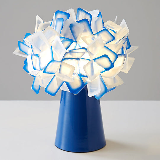 Origami Metal Flower Night Lamp: Decorative Led Accent Light For Living Room Blue