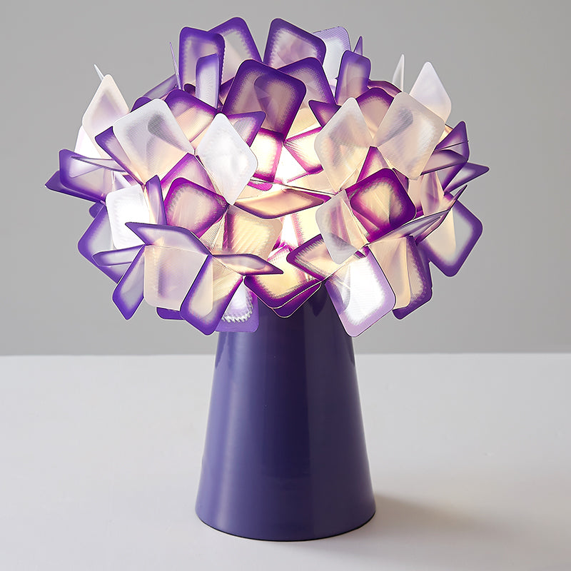 Origami Metal Flower Night Lamp: Decorative Led Accent Light For Living Room Purple