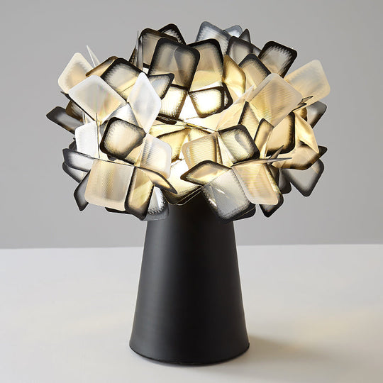 Origami Metal Flower Night Lamp: Decorative Led Accent Light For Living Room Black