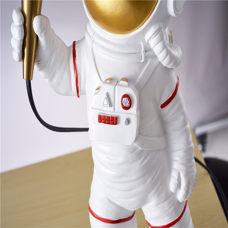 White Resin Spaceman Table Lamp - Creative Cartoon 1 Head Nightstand Light For Childs Room