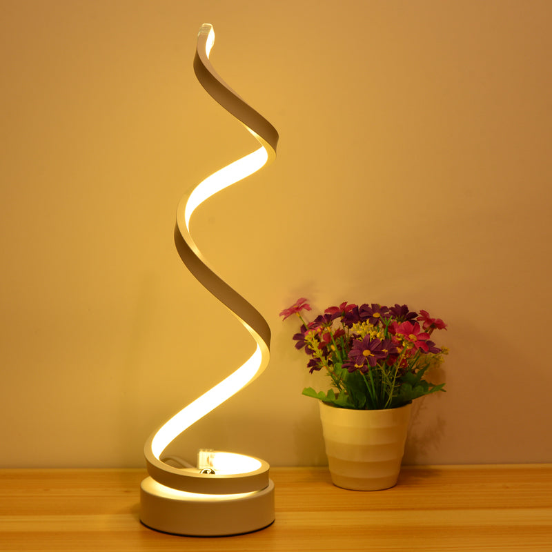 Modern Twist Led Lamp: Aluminum Night Table Light For Living Room With Power Switch Gold / Yellow