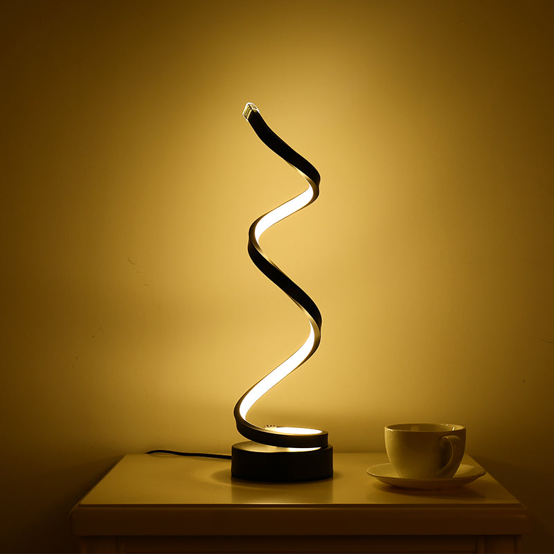 Minimalist Acrylic Curve Night Light Led Table Lamp For Living Room Black / Warm Linear