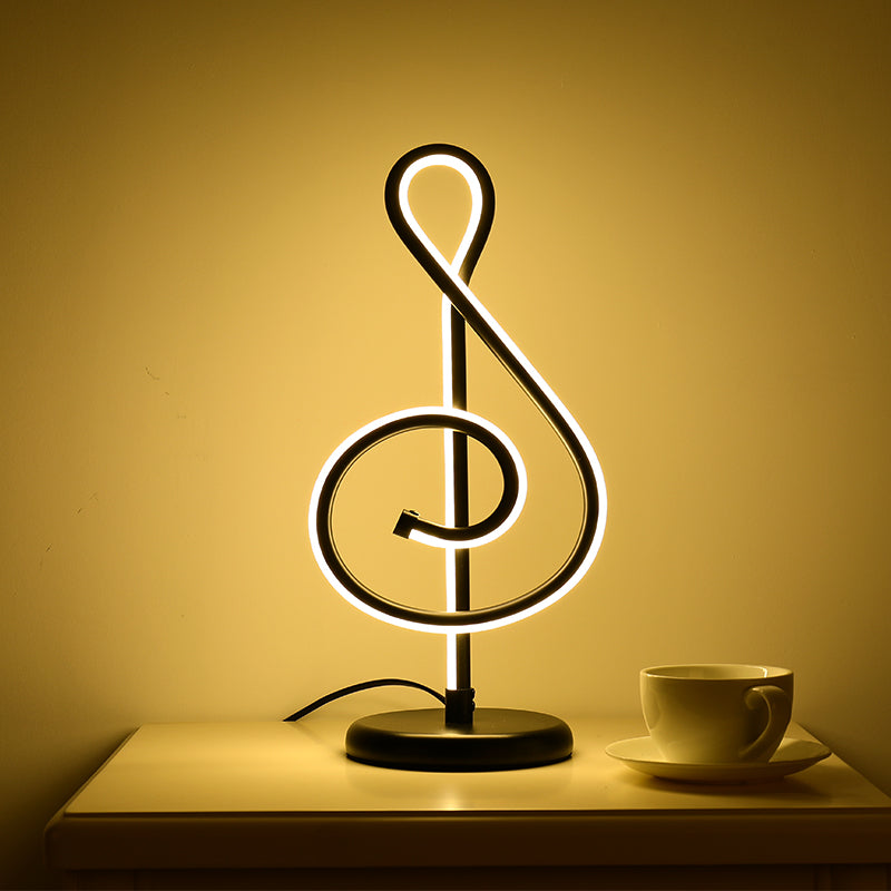 Minimalist Acrylic Curve Night Light Led Table Lamp For Living Room Black / Warm Musical Note