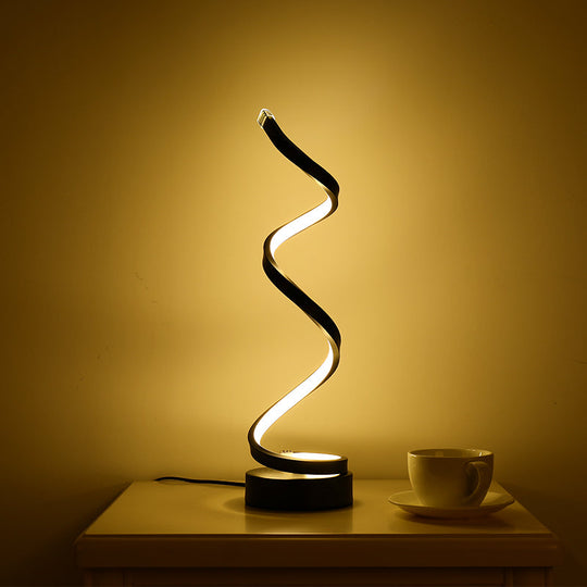 Minimalist Acrylic Curve Night Light Led Table Lamp For Living Room Black / 3 Color Linear