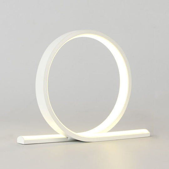 C-Shaped Aluminum Led Table Lamp With Dimmer Switch - Minimalist Style Night Light White