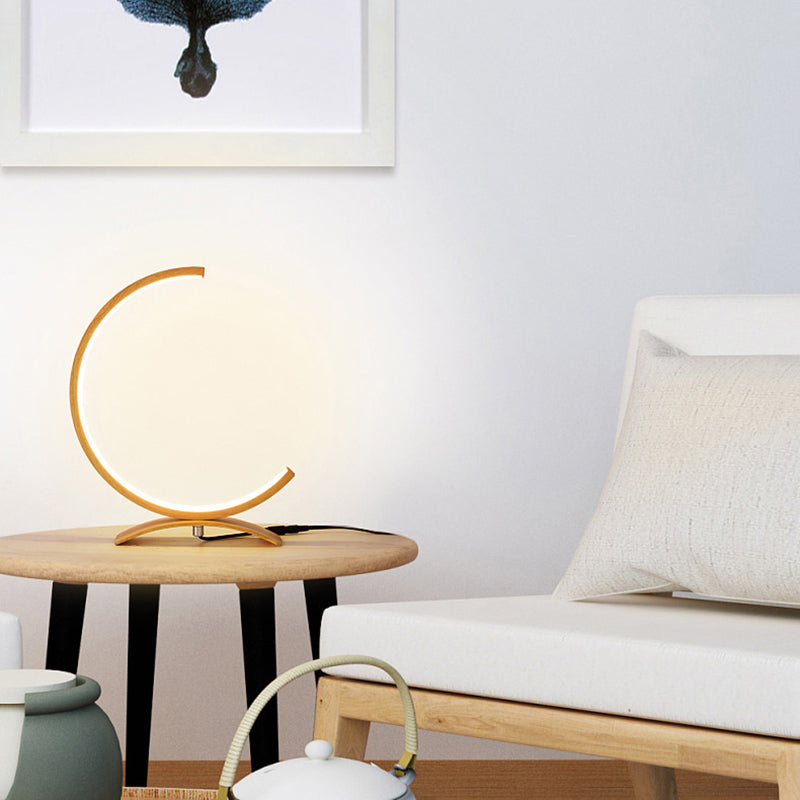 C-Shaped Aluminum Led Table Lamp With Dimmer Switch - Minimalist Style Night Light