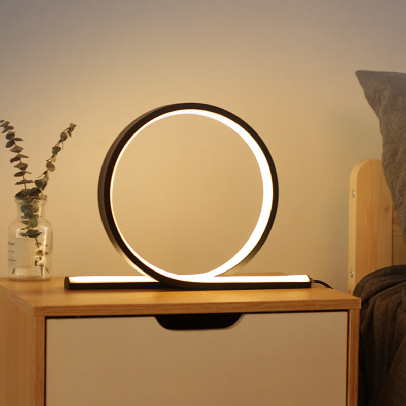 C-Shaped Aluminum Led Table Lamp With Dimmer Switch - Minimalist Style Night Light