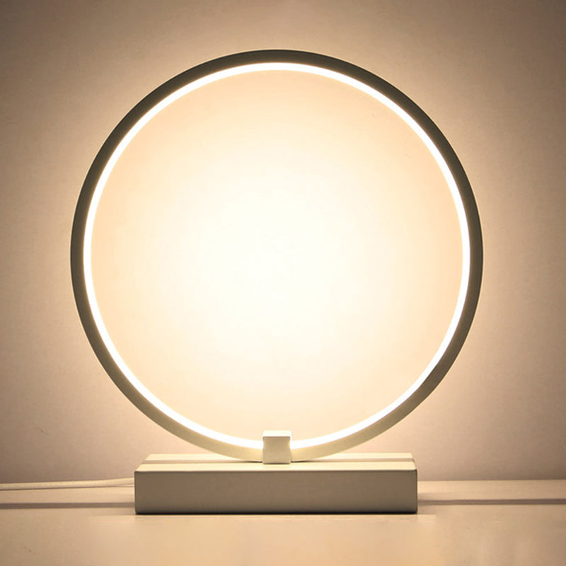 Minimalist Circular Led Night Table Lamp For Bedroom Décor White / Natural