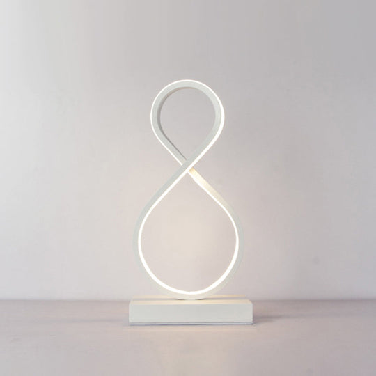 Minimalist Aluminum Led Table Light For Living Room With Line Art Night Lighting White / 3 Color