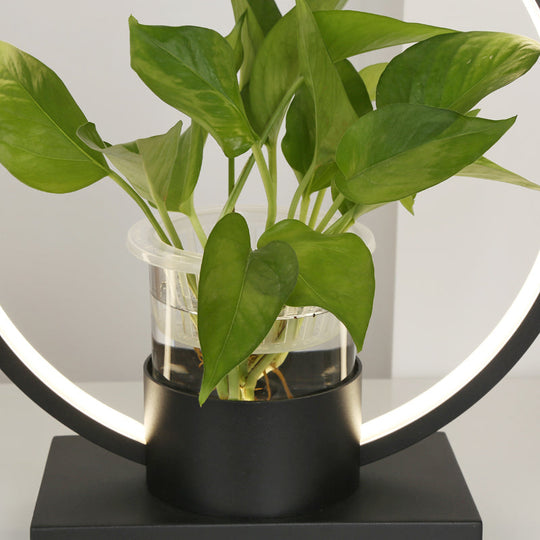 Decorative Aluminum Led Night Lamp With Glass Plant Cup