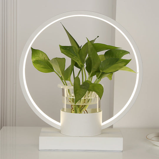 Decorative Aluminum Led Night Lamp With Glass Plant Cup White / 3 Color
