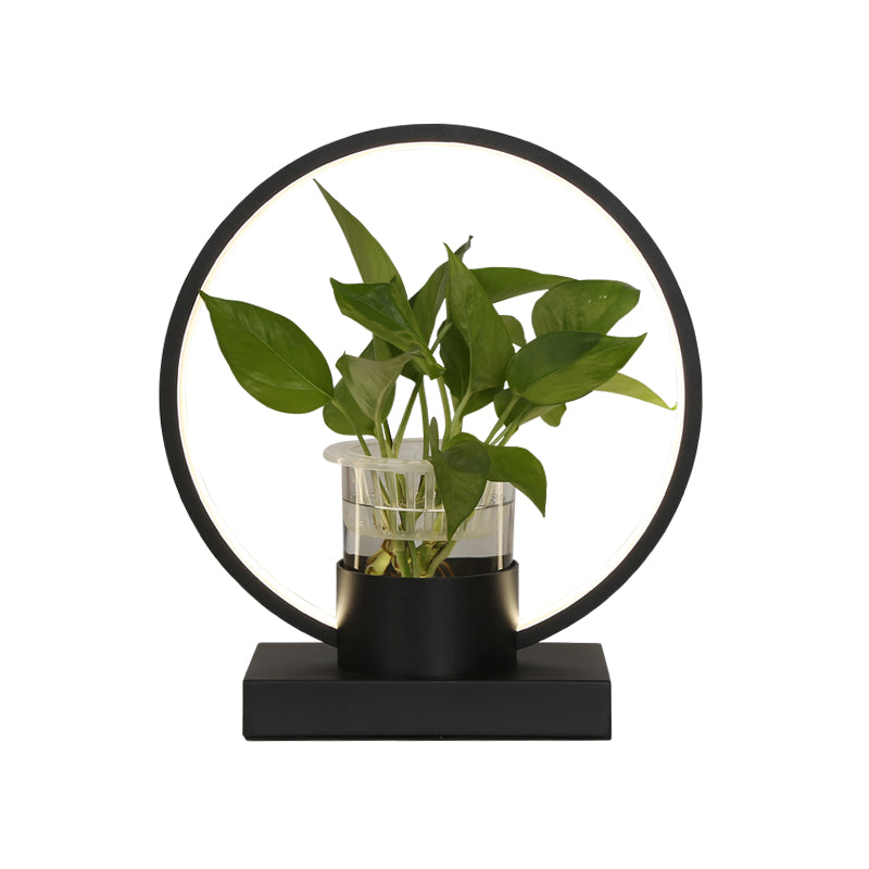 Decorative Aluminum Led Night Lamp With Glass Plant Cup