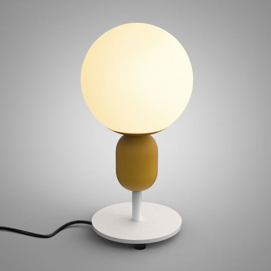 Macaron Spherical Night Lamp - White Glass Table Light For Childrens Bedroom Yellow / Long Arm