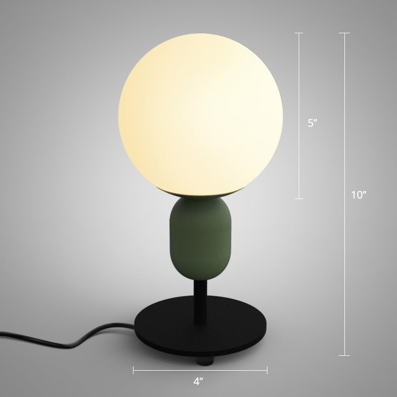 Macaron Spherical Night Lamp - White Glass Table Light For Childrens Bedroom